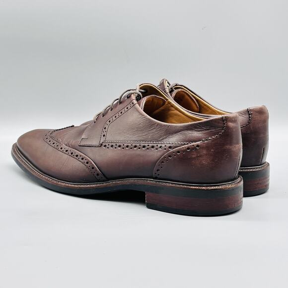 Cole Haan Shoes Mens 9.5 Brown Leather Grand OS Wingtip Oxford Dress Brogue - Picture 5 of 10